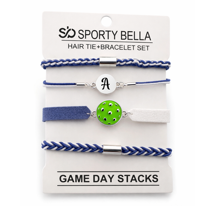 Personalized Pickleball Hair Tie Bracelet Sets