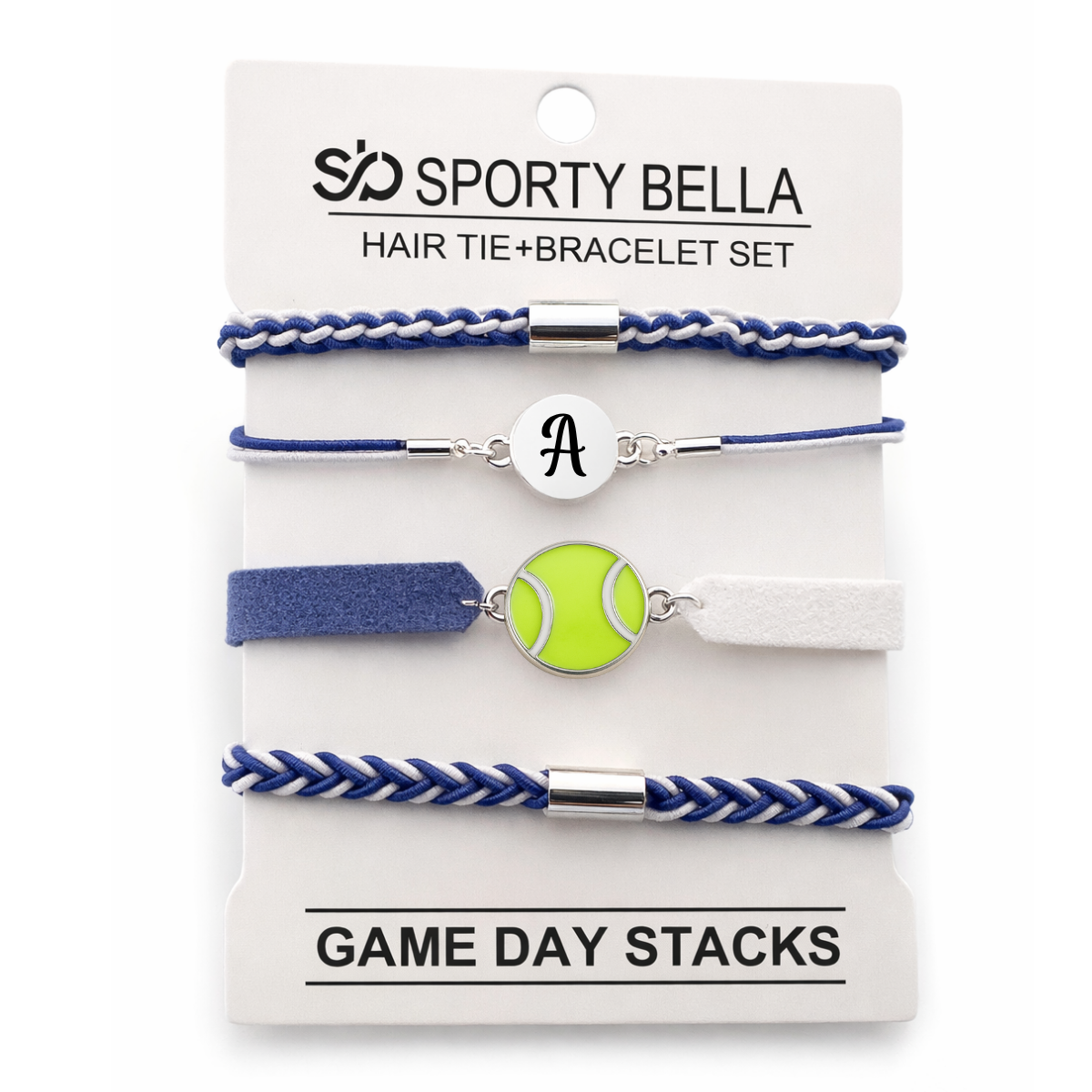 Personalized Tennis Hair Tie Bracelet Sets