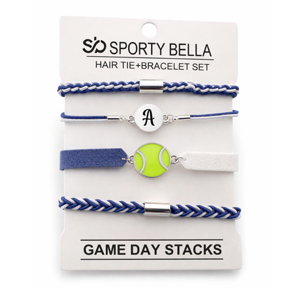Personalized Tennis Hair Tie Bracelet Sets