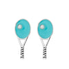 Turquoise tennis racquet stud earrings with silver racket detail