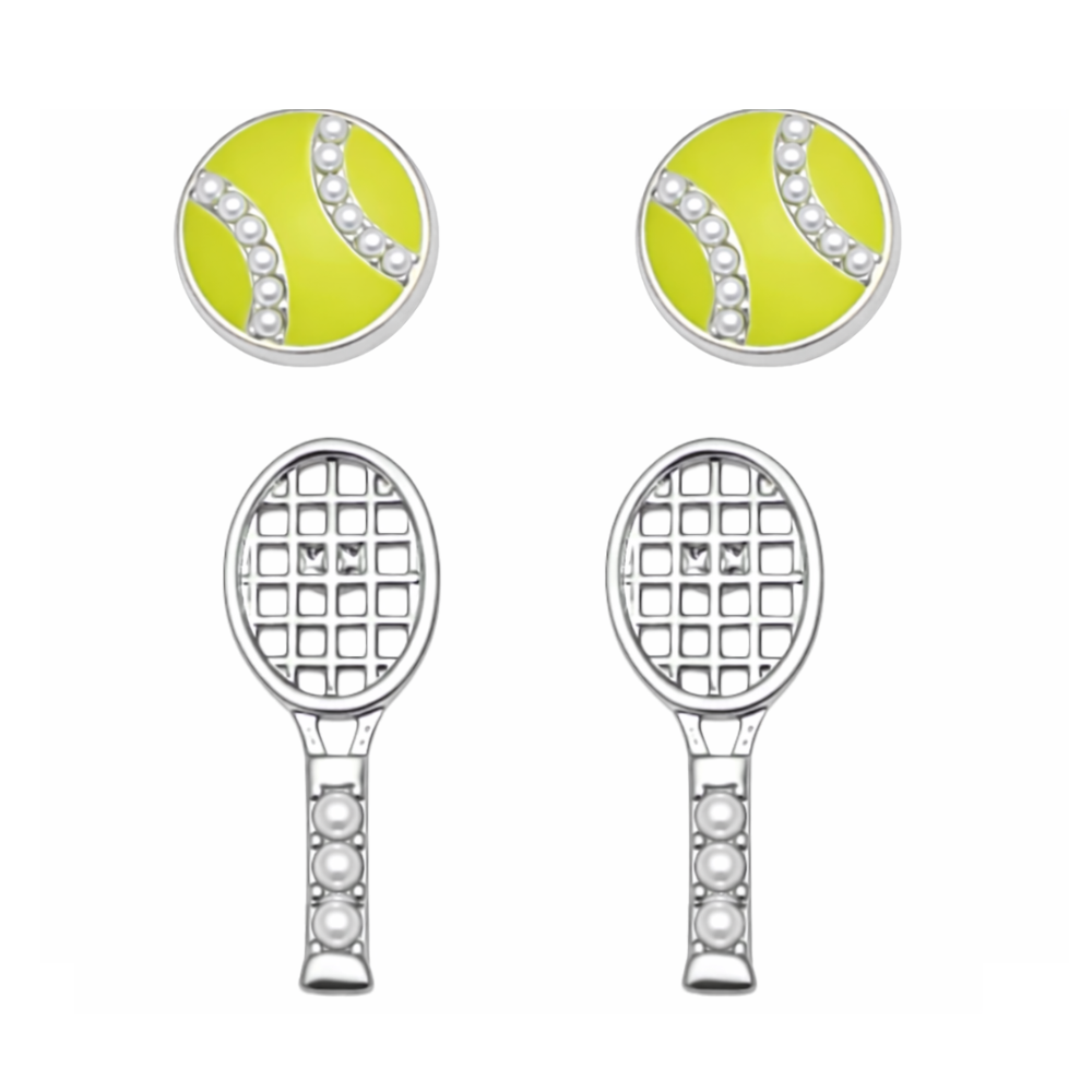 Tennis Pearl 2pc Stud Earring Set