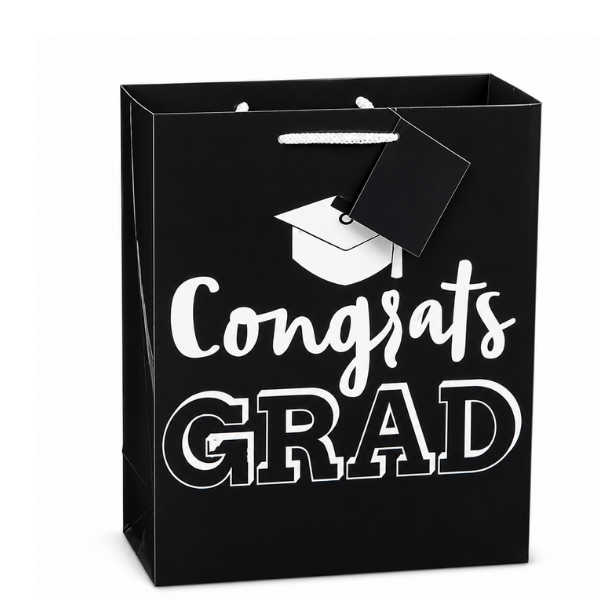Graduation Gift Bag - Black & White