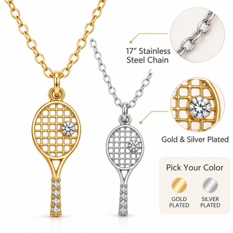 Tennis Racket Rhinestone Necklace