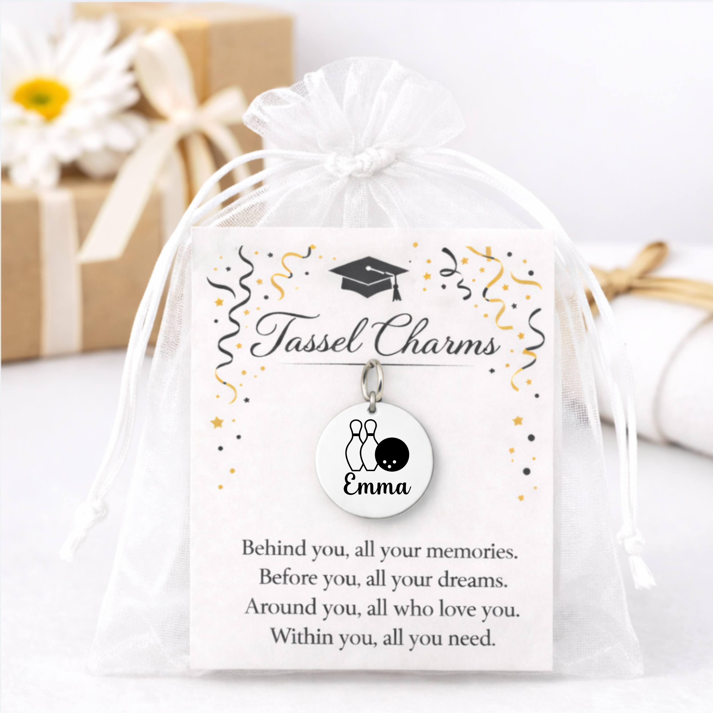 Bowling Engraved Tassel Charm