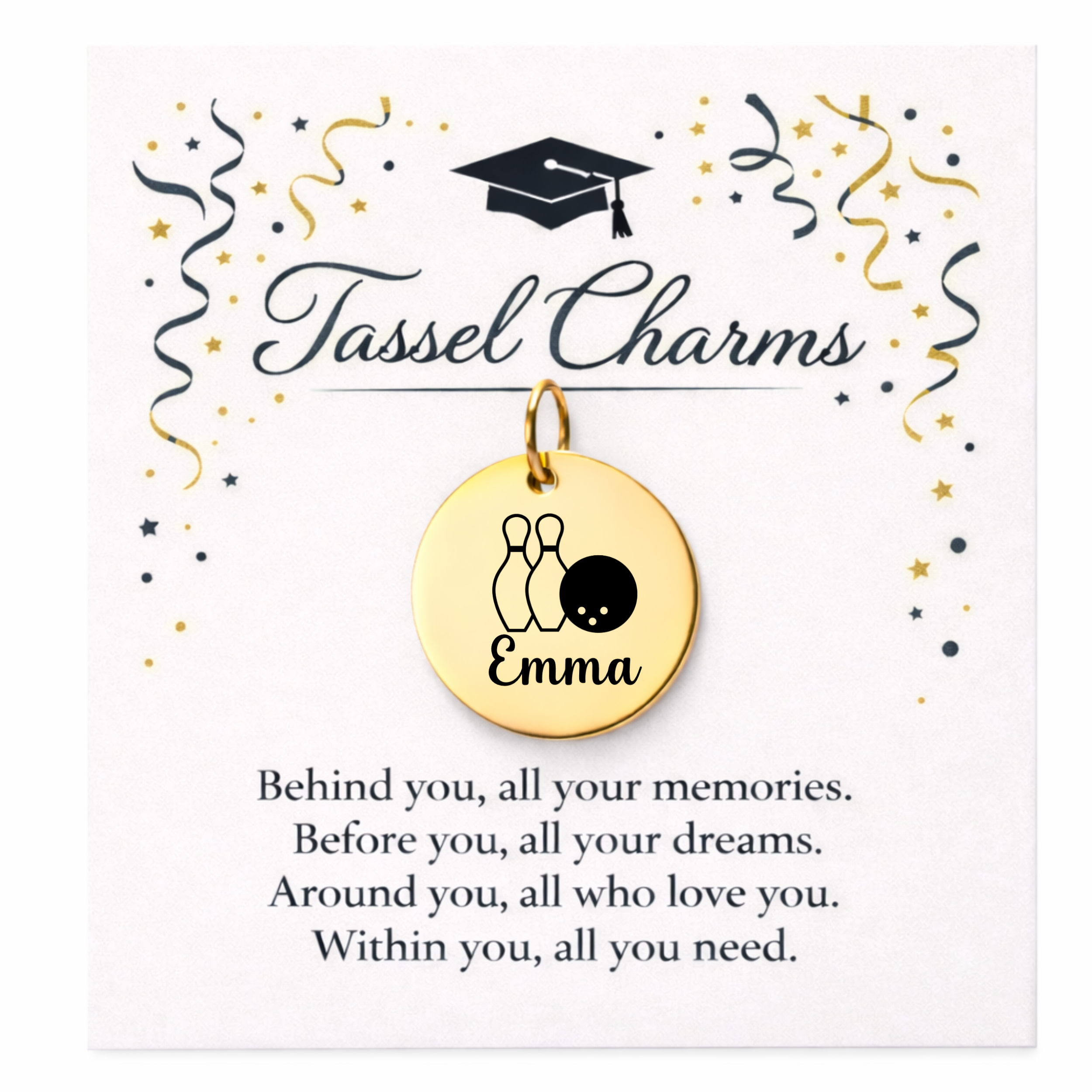 Bowling Engraved Tassel Charm