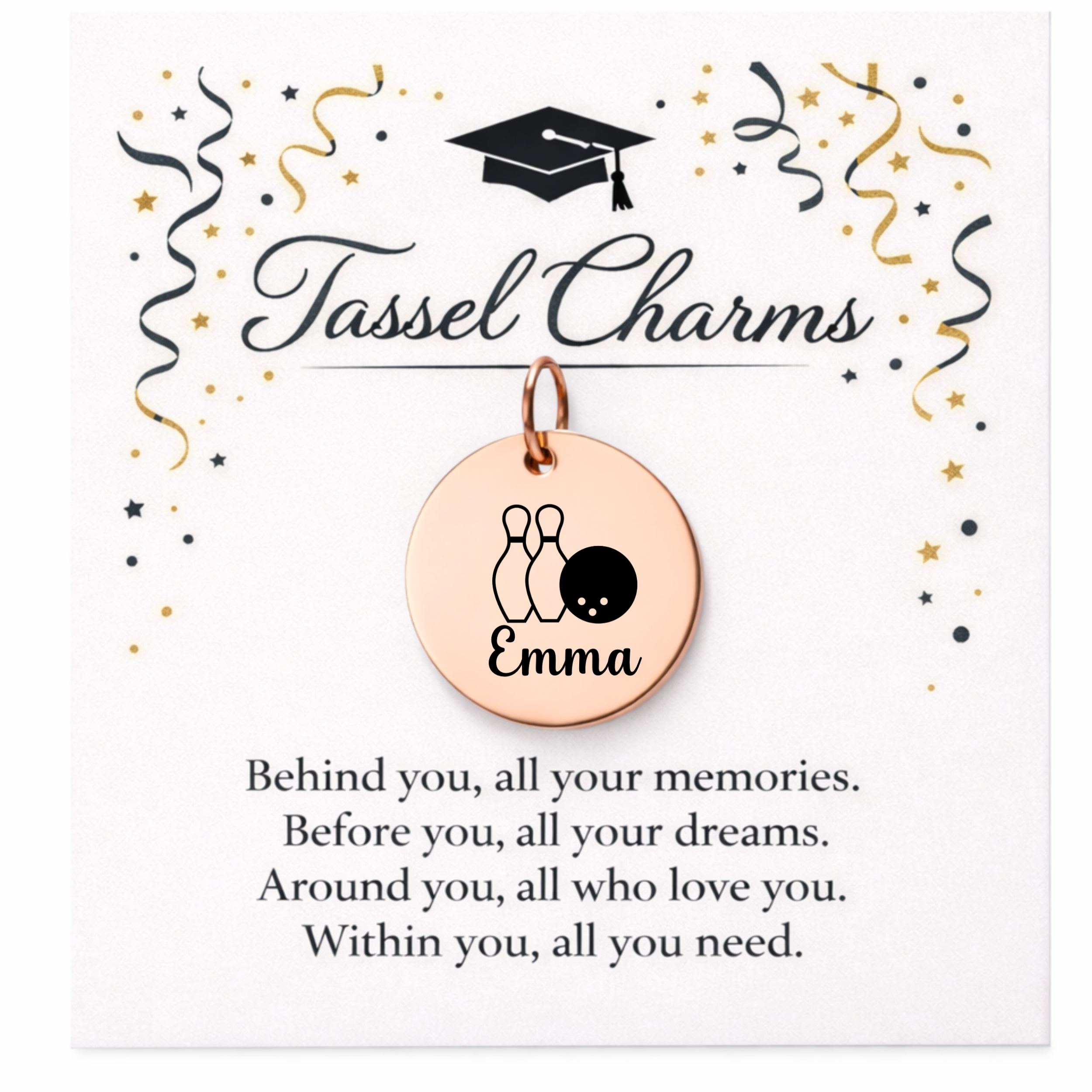 Bowling Engraved Tassel Charm