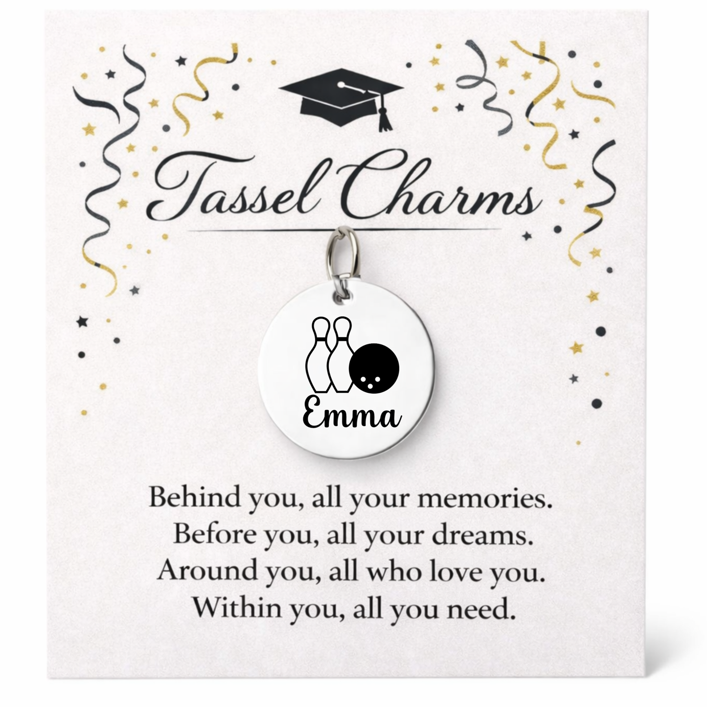 Bowling Engraved Tassel Charm