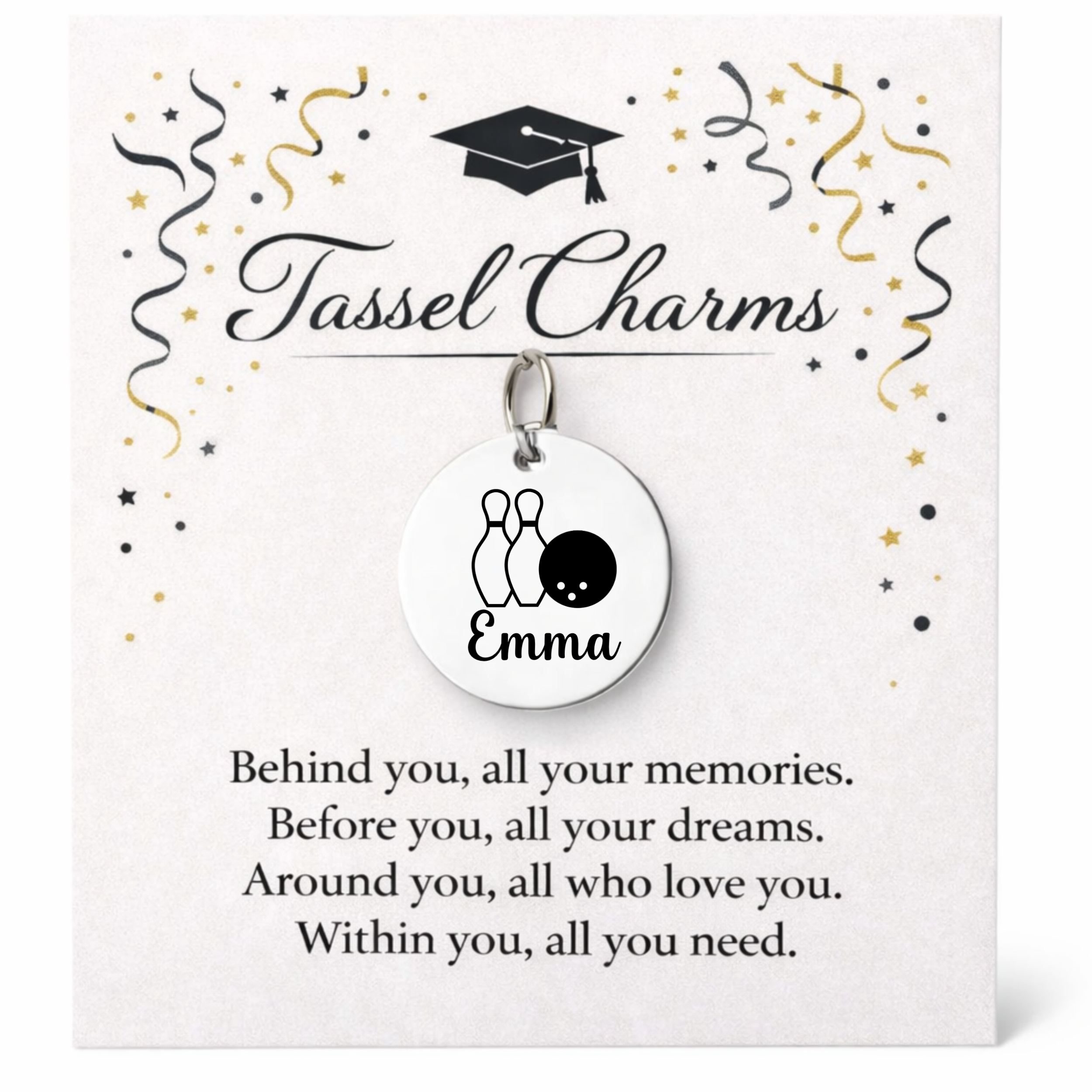 Bowling Engraved Tassel Charm