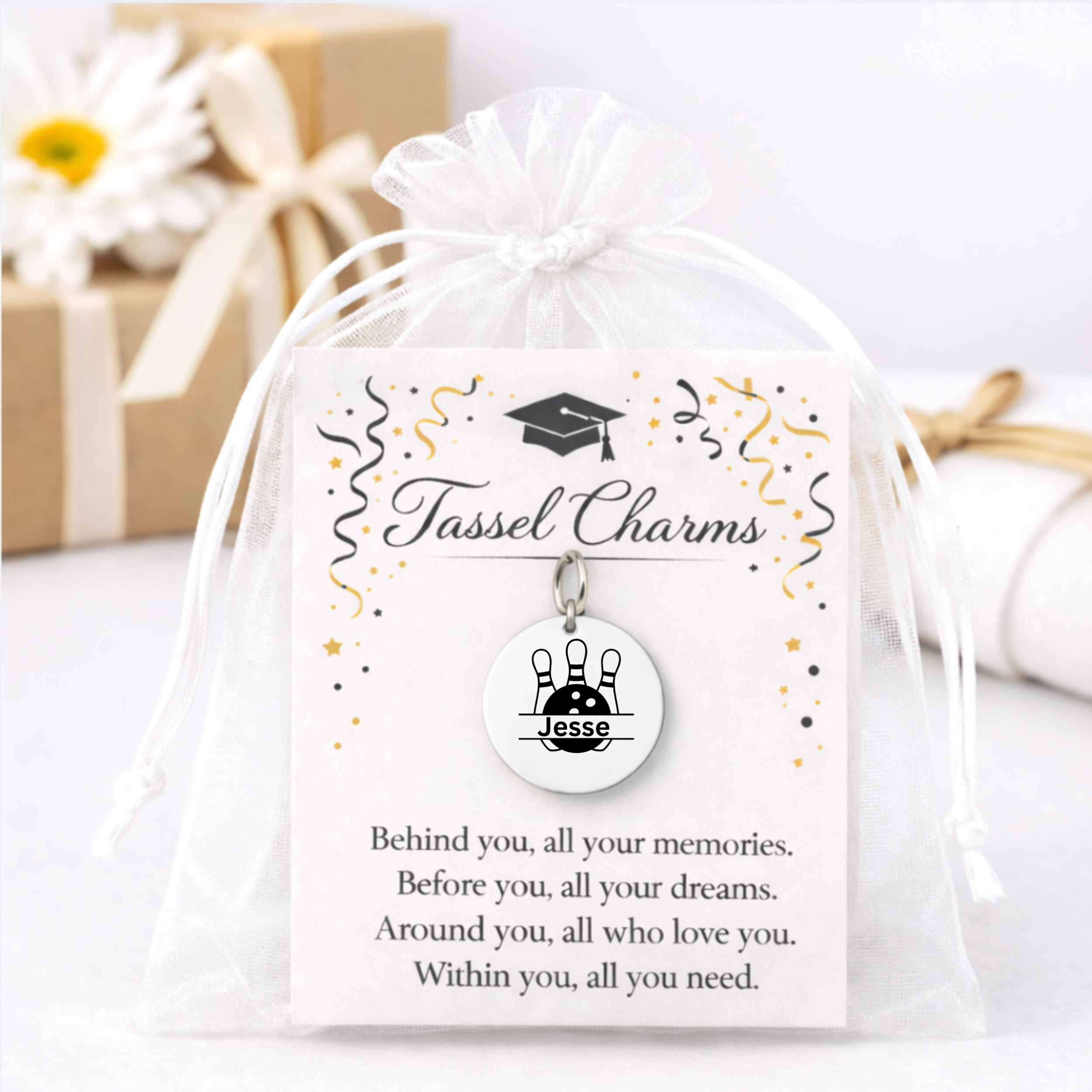 Bowling Engraved Tassel Charm