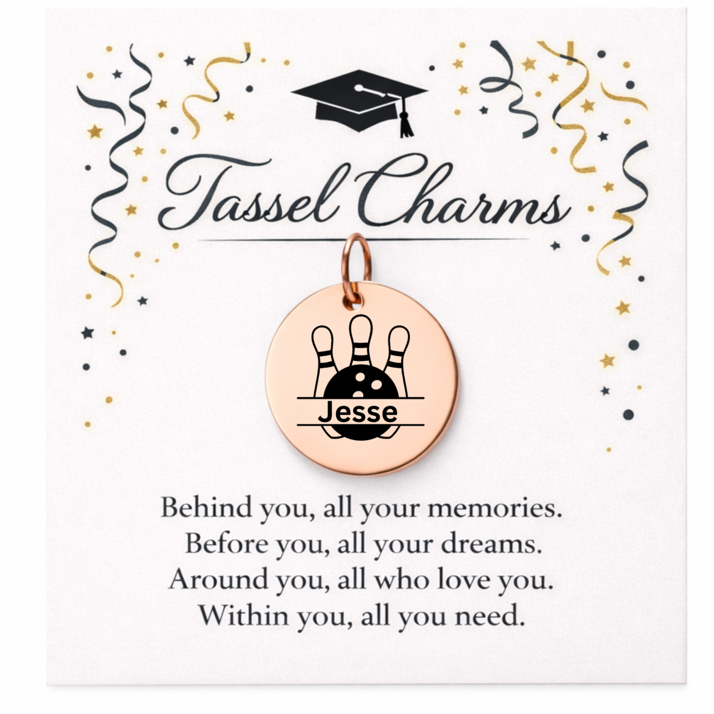 Bowling Engraved Tassel Charm