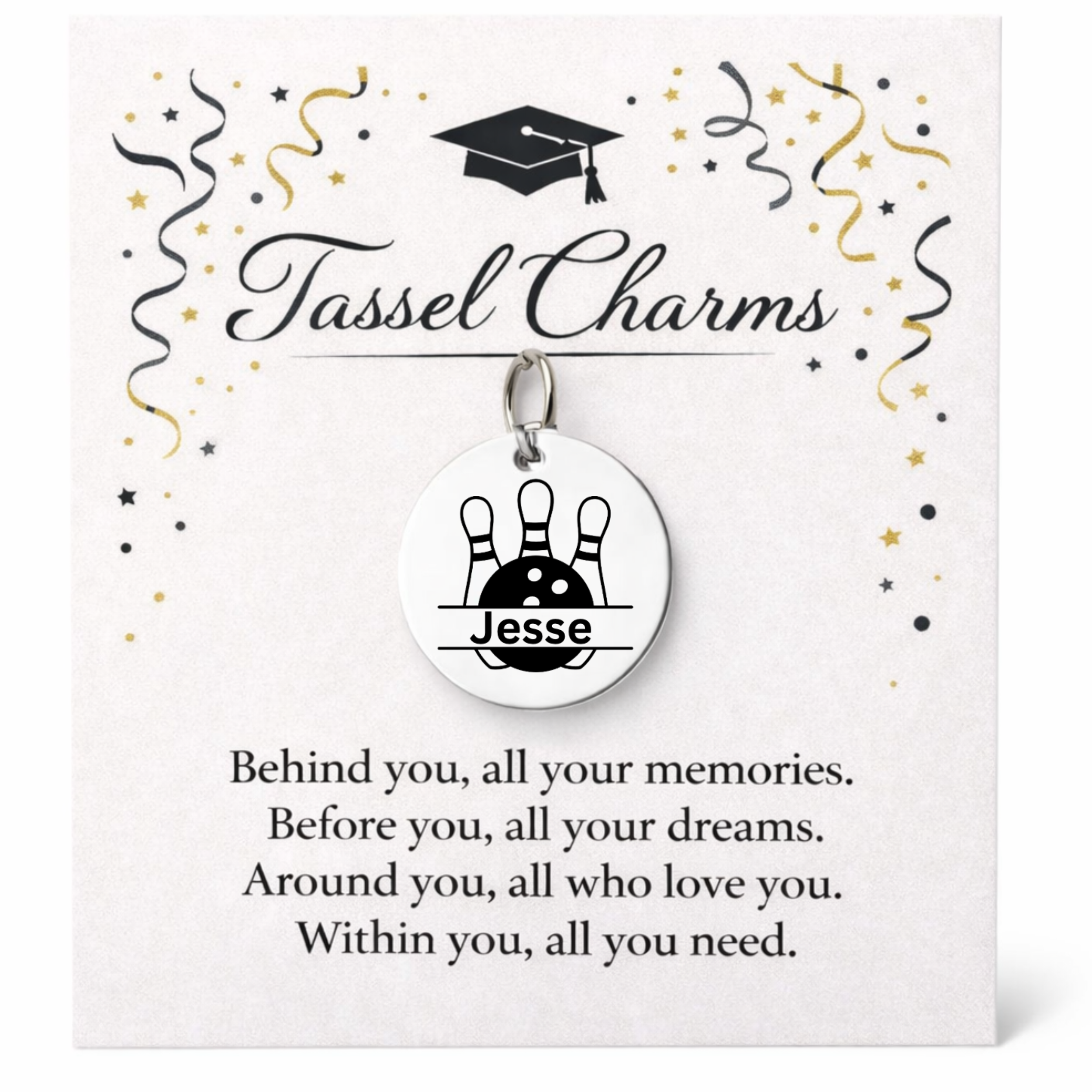 Bowling Engraved Tassel Charm