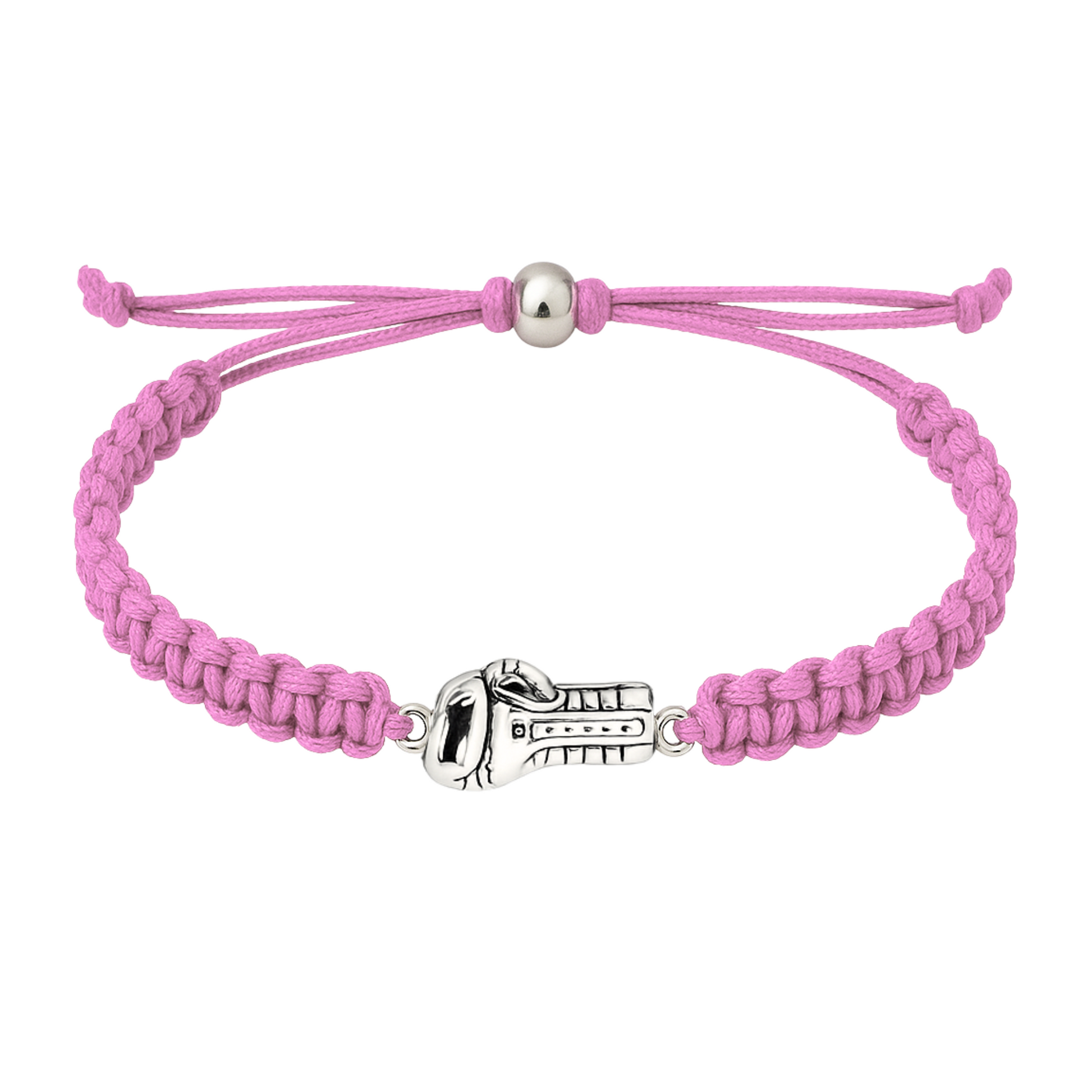 Boxing charm bracelet with secure braided rope and silver-tone glove pendant, designed for fans, athletes, and coaches