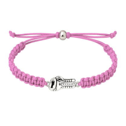 Boxing charm bracelet with secure braided rope and silver-tone glove pendant, designed for fans, athletes, and coaches