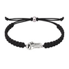 Black braided boxing glove bracelet with silver-tone glove charm and adjustable slip knot closure, unisex design for athletes