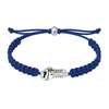 Navy blue boxing rope bracelet with silver-tone boxing glove charm, durable and adjustable fit