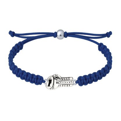 Navy blue boxing rope bracelet with silver-tone boxing glove charm, durable and adjustable fit