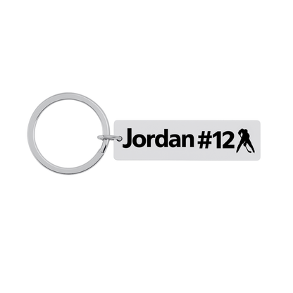 Boys Personalized Ice Hockey Bar Keychain