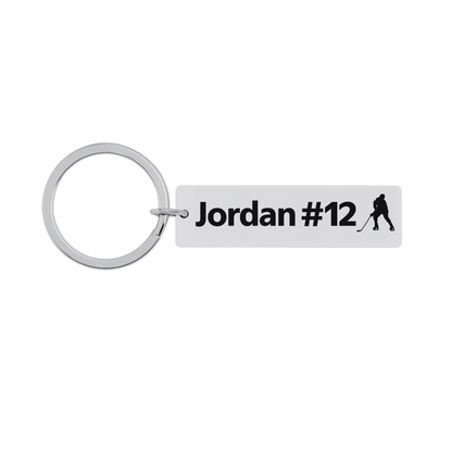 Boys Personalized Ice Hockey Bar Keychain