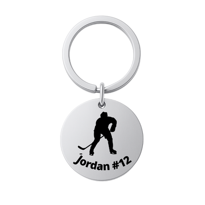 Boys Personalized Ice Hockey Keychain