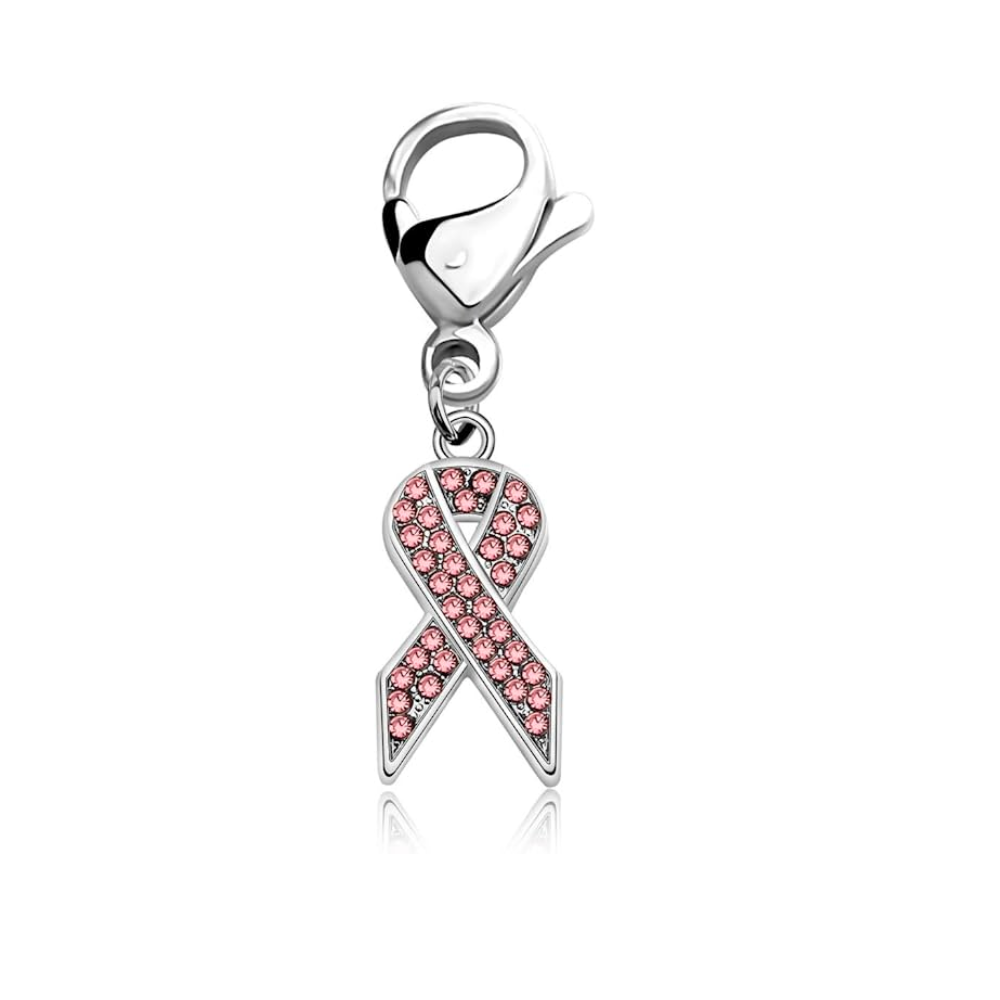 Breast Cancer Pink Ribbon Clip On Zipper Pull