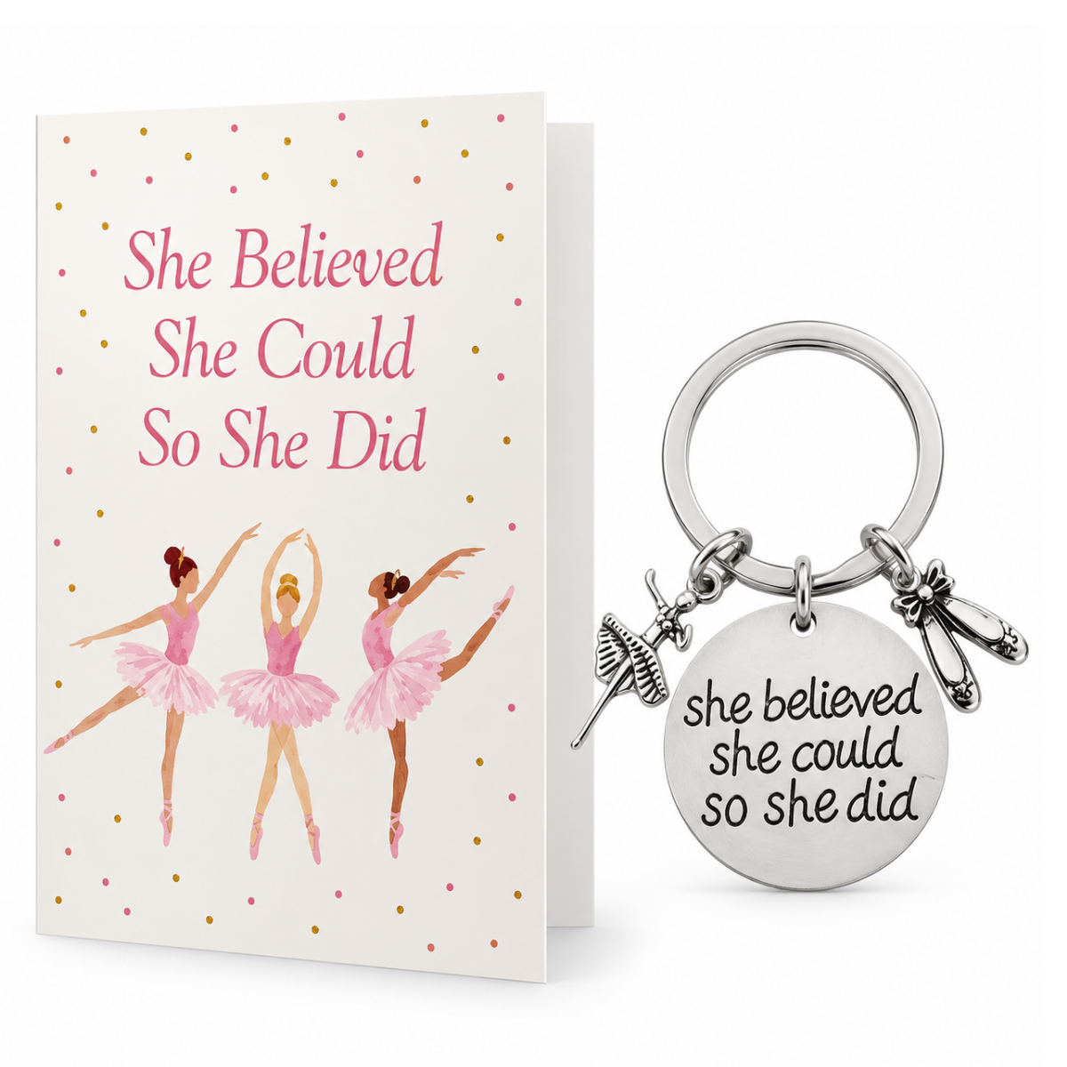 Dance Charm Keychain & Card Gift Set