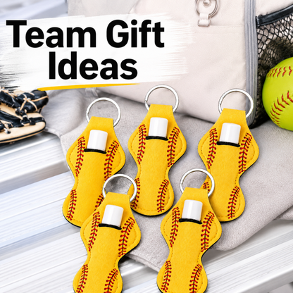Softball Chapstick Holder Keychain