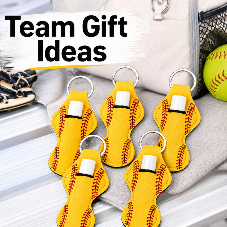 Softball Chapstick Holder Keychain