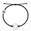 Adjustable black rope bracelet with stainless steel soccer ball charm for women, teens, and girls