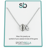 silver football necklace with initial charm for women, girls