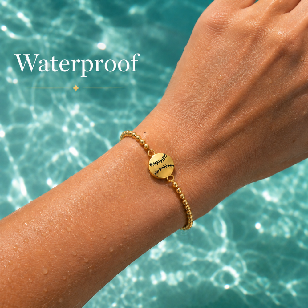 Softball 14k Gold Beaded Bracelet