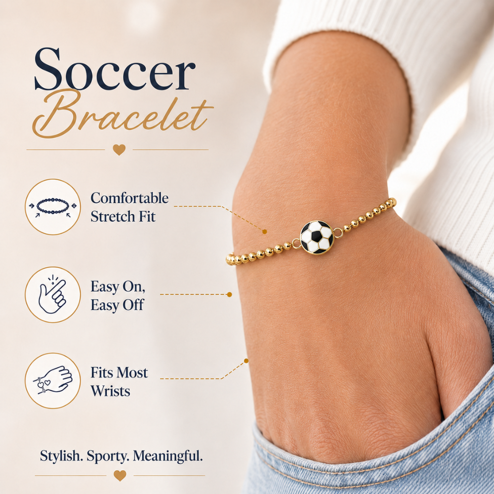 Soccer 14k Gold Beaded Bracelet