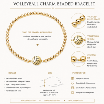 Volleyball 14k Gold Beaded Bracelets