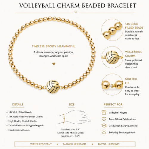 Volleyball 14k Gold Beaded Bracelets