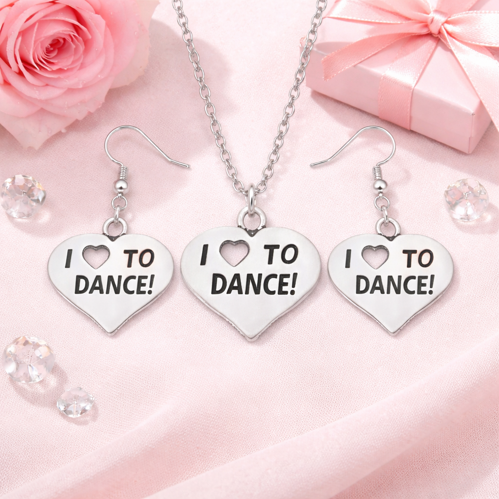 I Love to Dance Heart Jewelry Gift Set