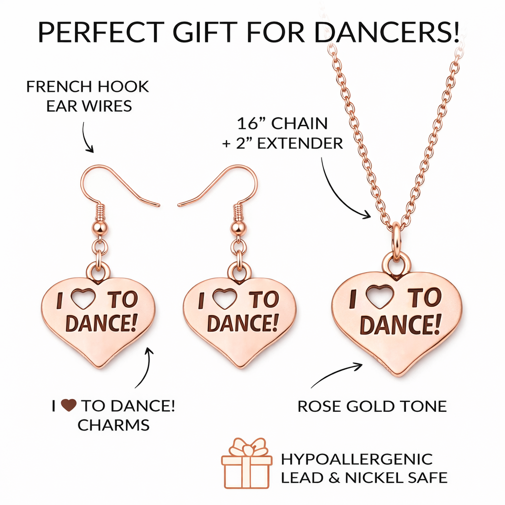 I Love to Dance Heart Jewelry Gift Set