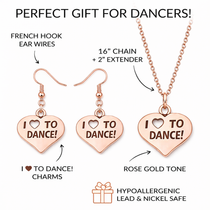 I Love to Dance Heart Jewelry Gift Set