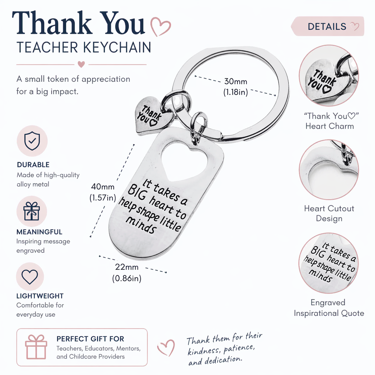 Teacher Big Heart Little Minds Keychain