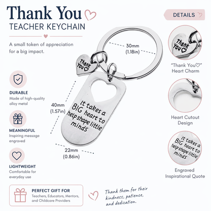 Teacher Big Heart Little Minds Keychain