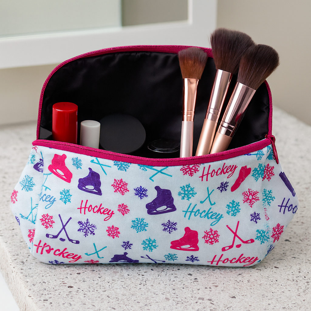 Ice Hockey Pink Cosmetic Bag
