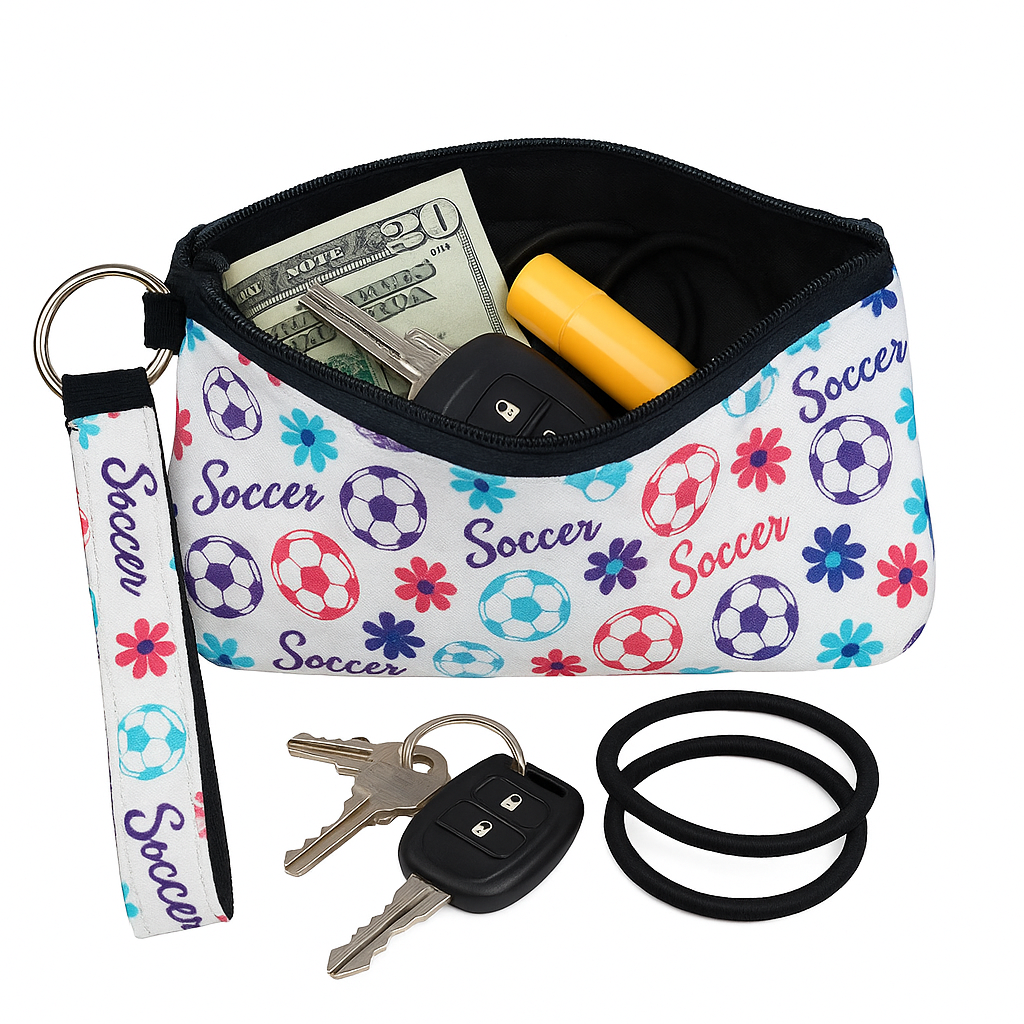 Soccer Credit Card Holder Zipper Wristlet