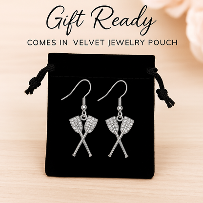 Silver Oar CZ Dangle Earrings