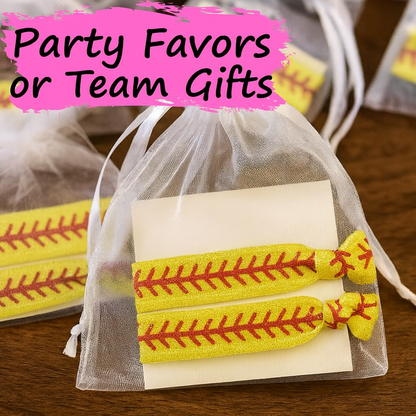 Softball Stitch Hair Ties - 5pc Sets