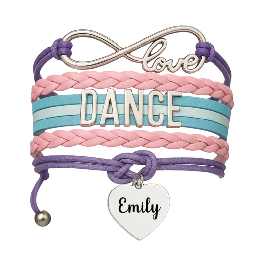 Custom Engraved Dance Infinity Bracelet - Pick Colors
