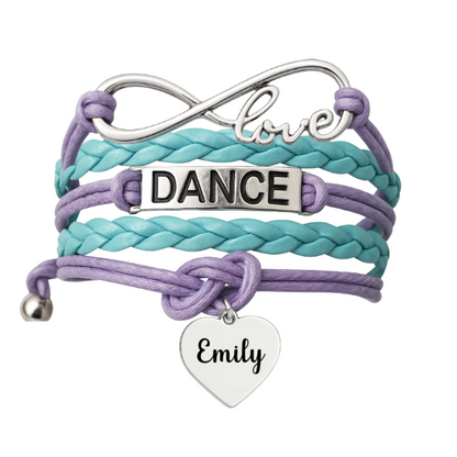 Custom Engraved Dance Infinity Bracelet - Pick Colors