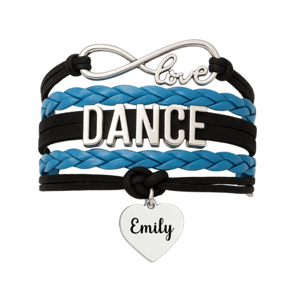 Custom Engraved Dance Infinity Bracelet - Pick Colors