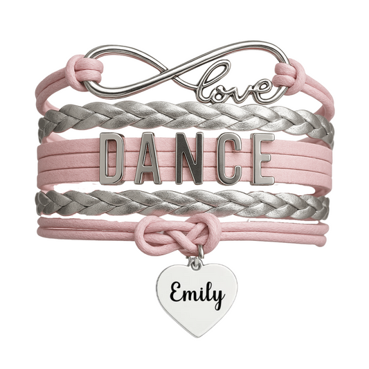 Custom Engraved Pink Dance Infinity Bracelet