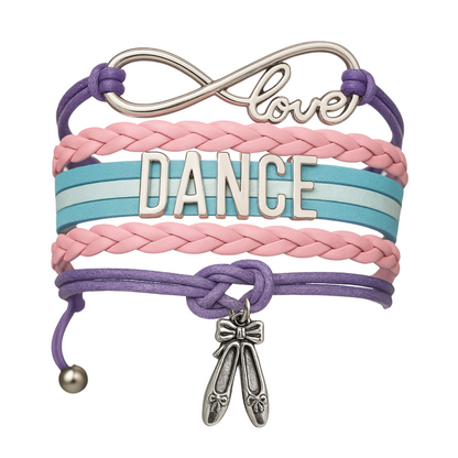 Girls Dance Infinity Bracelet - Choose Charm & Colors