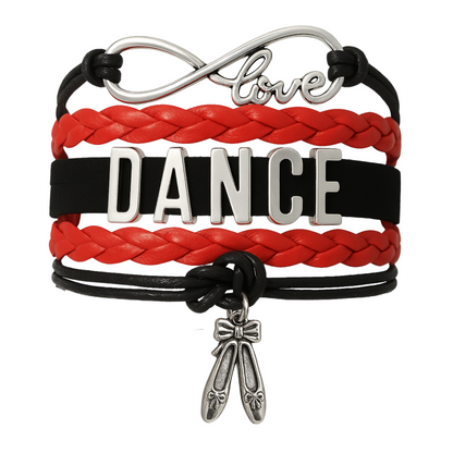 Girls Dance Infinity Bracelet - Choose Charm & Colors