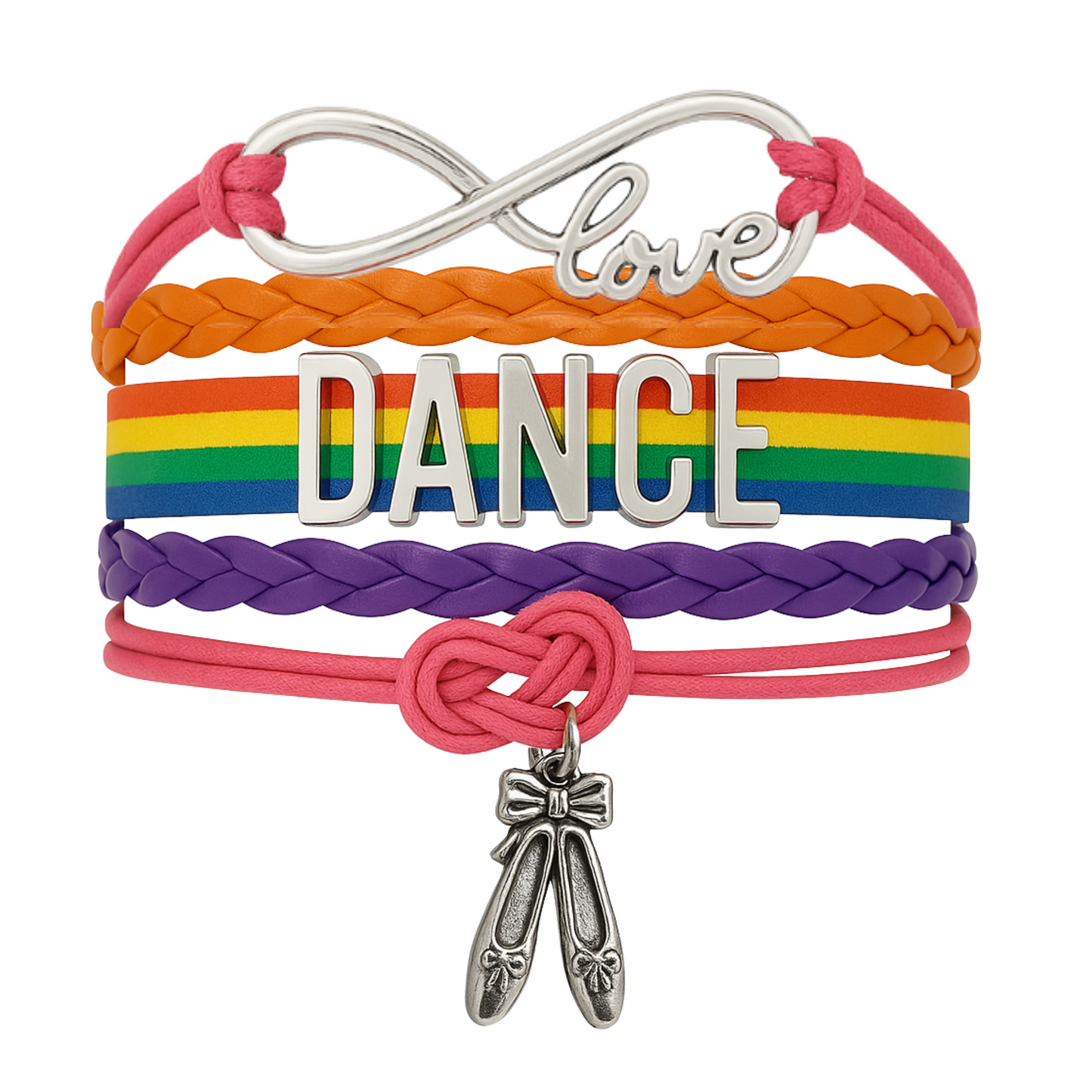 Girls Dance Infinity Bracelet - Choose Charm & Colors