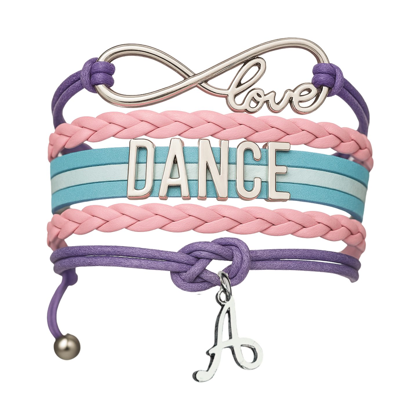 Dance Bracelet with Initial Charm - Pick Colors